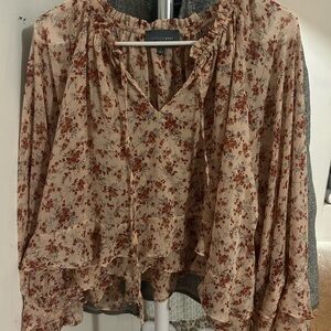 Hudson Gray Floral Blouse - Cream and Red